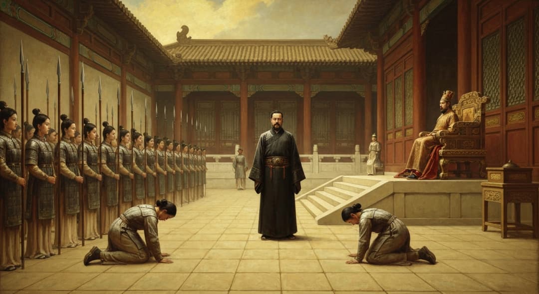 손무는 면접 자리에서 왕의 애첩 둘을 베었다