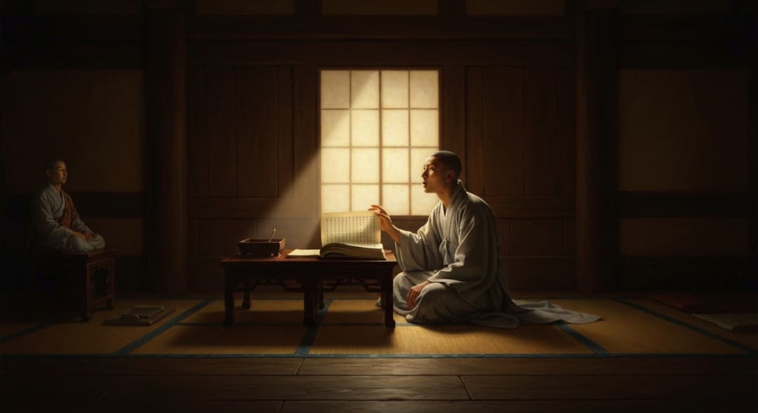 지눌은 25세에 책 한 줄에서 처음 깨달았다